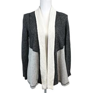 Potter's Pot Gray & White Knit Open Front Cardigan Womens Medium